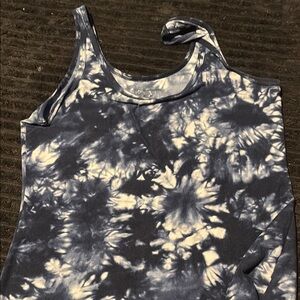 Tie-Dye Sleeveless Top - Blue and White